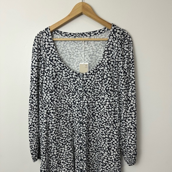 NWT Boden Button Front Jersey Mini Dress Floral French Navy Tulip Spring Size 4P - Picture 7 of 13